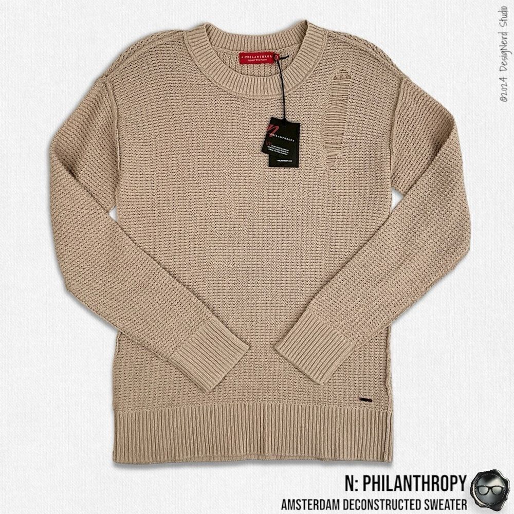 N:PHILANTHROPY AMSTERDAM DECONSTRUCTED SWEATER IN AUTUMN BLONDE BEIGE SIZE SMALL
